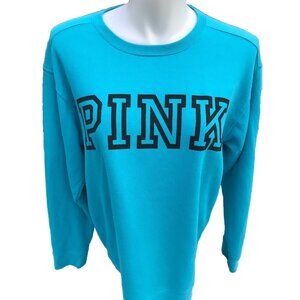 VS PINK VTG Y2K Pullover Hoodie SWEATSHIRT LOGO Lrg Victoria Secret EUC Turquois